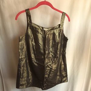 J Crew Gun-Metal Gold Metallic Cotton Tank
